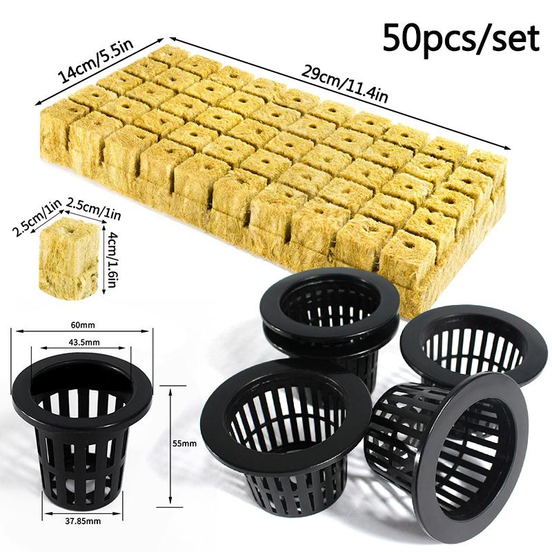 50PCS Hydroponic Planting Basket Mesh Net Sponge Fixator Container Aeroponic Veg Planter Plant Vegetable Growing Nursery Cup Pot