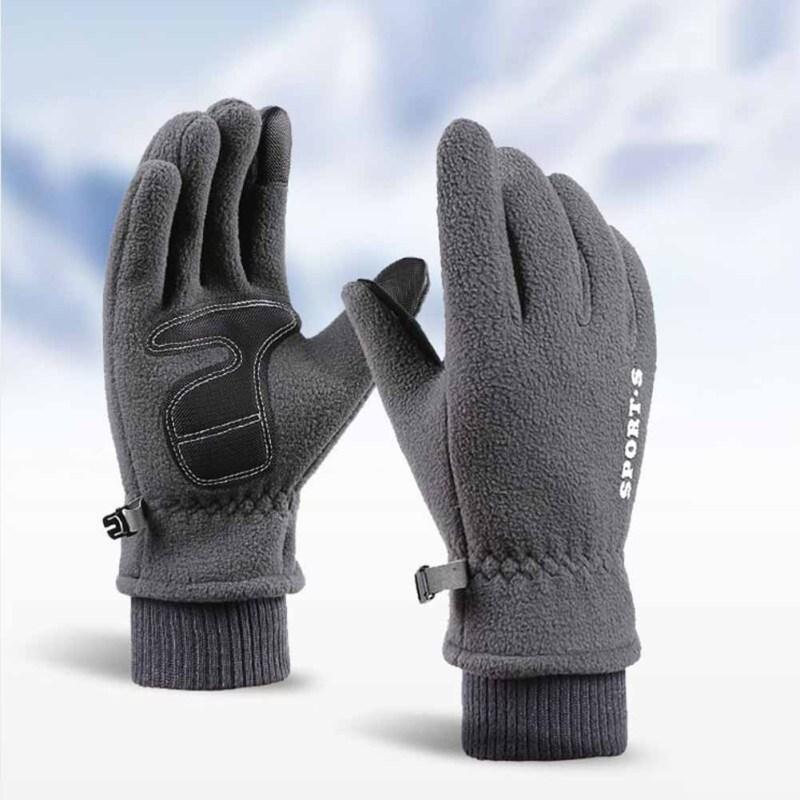 Men Winter Fleece Lined Gloves Waterproof Non-slip Warm Touch Screen Gloves For Outdoor Sports