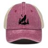 Howling Wolf Snapback Mesh Cap Forest Wolf Trucker Cap Solid Color Non-Stretch Fabric Adjustable Baseball Hat For Women & Men