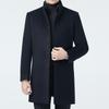 Men's Middle-Aged Stand Collar Wool Coat with Detachable Down Liner, Plus Size