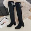 Fashion Winter Rear Lacing Over-the-Knee Boots Ladies Shoes 2024 High Quality Slip-on Women's Boots Fashion Crystal Modern Boots Women