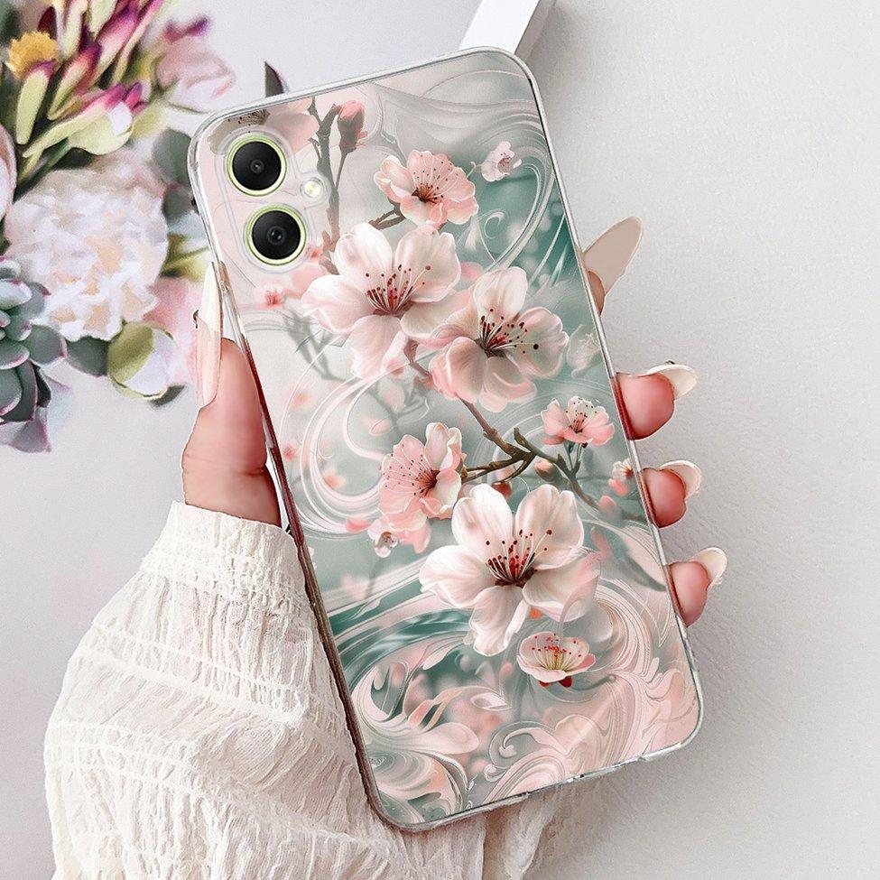 For Samsung A05 Case Clear Cute Cat Fashion Flowers Cool Painted Back Cover For Samsung Galaxy A05 Phone Case SM-A055F SM-A055M
