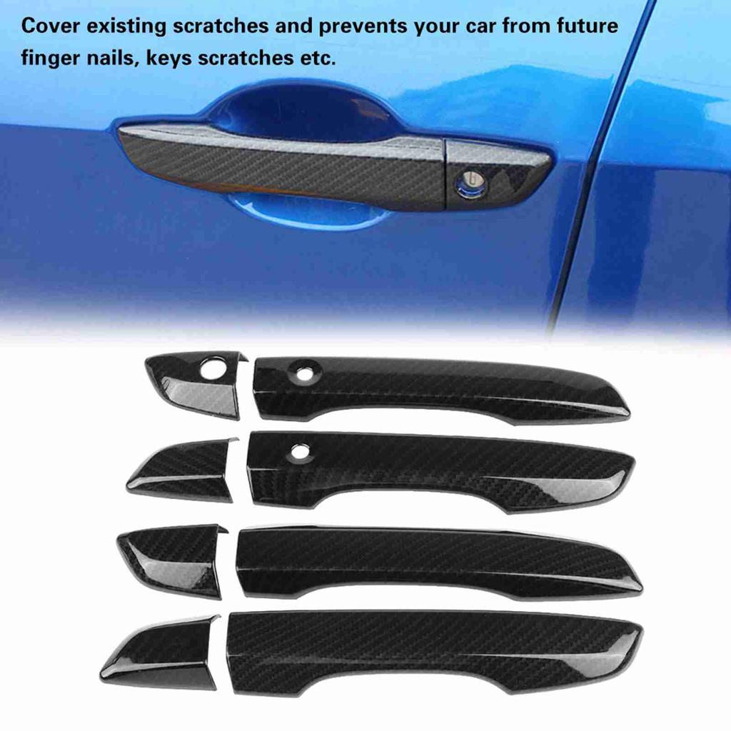 4Pcs Carbon   Car Side Door Handle Frame Cover Trim for     10th 16-17