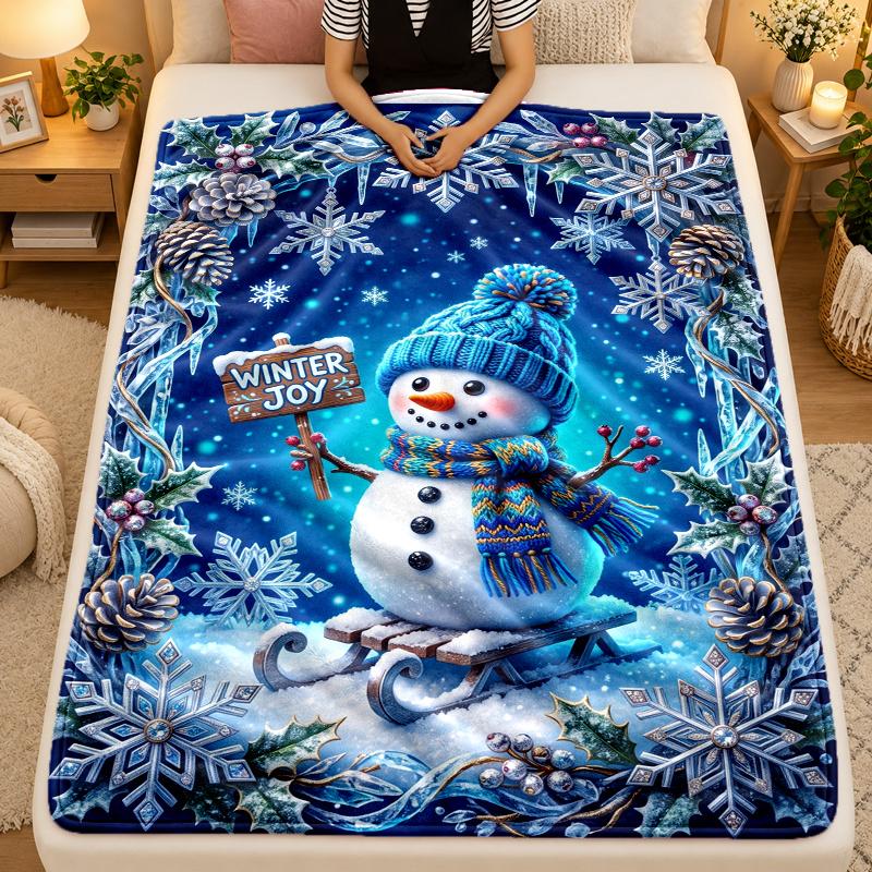 Manta de Franela Temática Navideña, Manta Suave y Cálida, Regalo Navideño para el Hogar