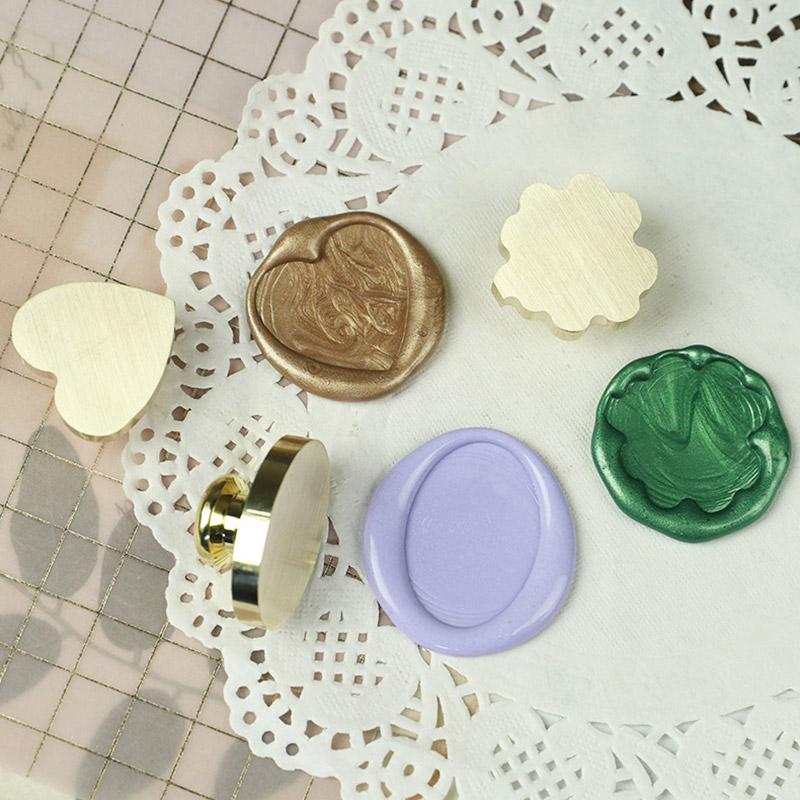 Blank Wax Seal Fire Lacquer Seal Copper Head Round Heart Shape Sealing Wax Stamps for Scrapbooking Invitation Greeting Card Seal
