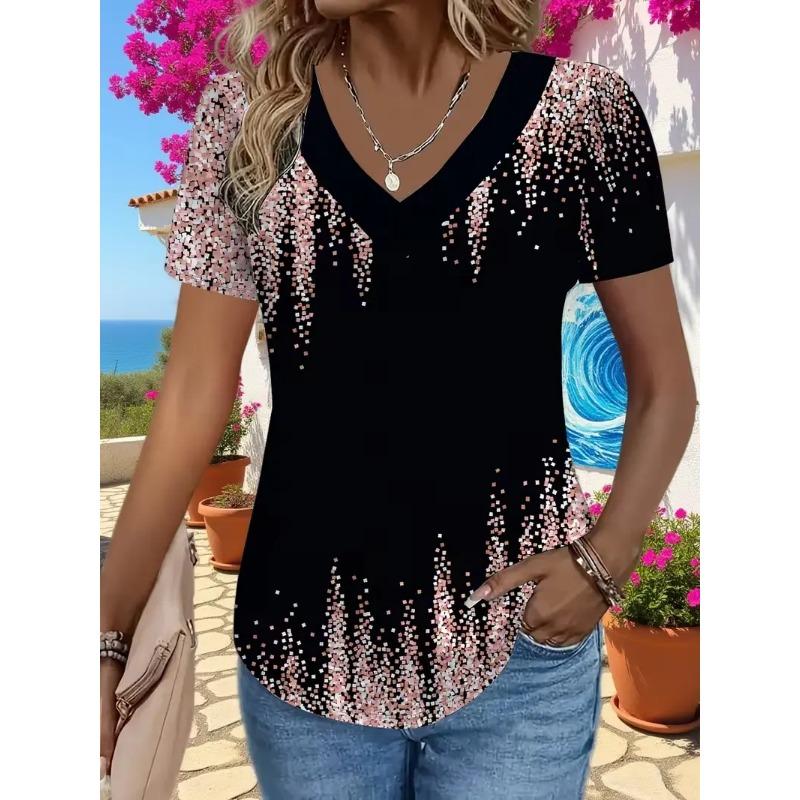 3D printed V-neck T-shirt for women S