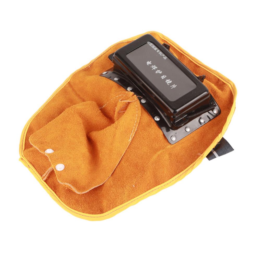 Cowhide Welding Helmet Solar Auto Darkening Dual Lens Anti‑Spatter Heat Insulation Security Head Protection