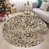 Leopard Tiger Print Circular Carpet Animal Pattern Printed Carpet Anti Slip Entrance Door Mat Living Room Bedroom Decoration Rug