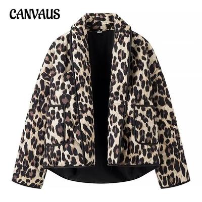 Winter Women's Festival Street Fashion Animal Print Lapel Jacket