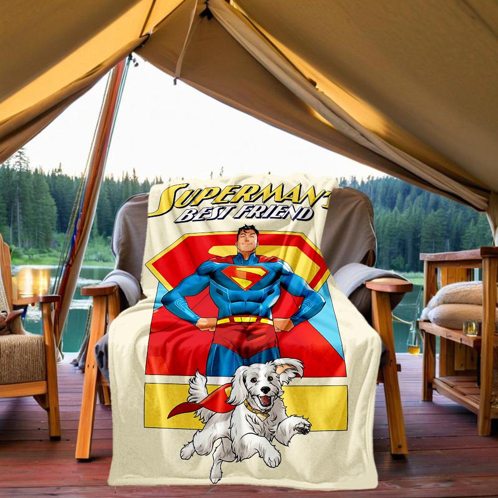 1PC DC League of Super-Pets Outdoor Blanket Lightweight Flannel, Soft & Warm, All-Season, Outdoor, Camping, Living Room, Office,  L1106048 80x120cm