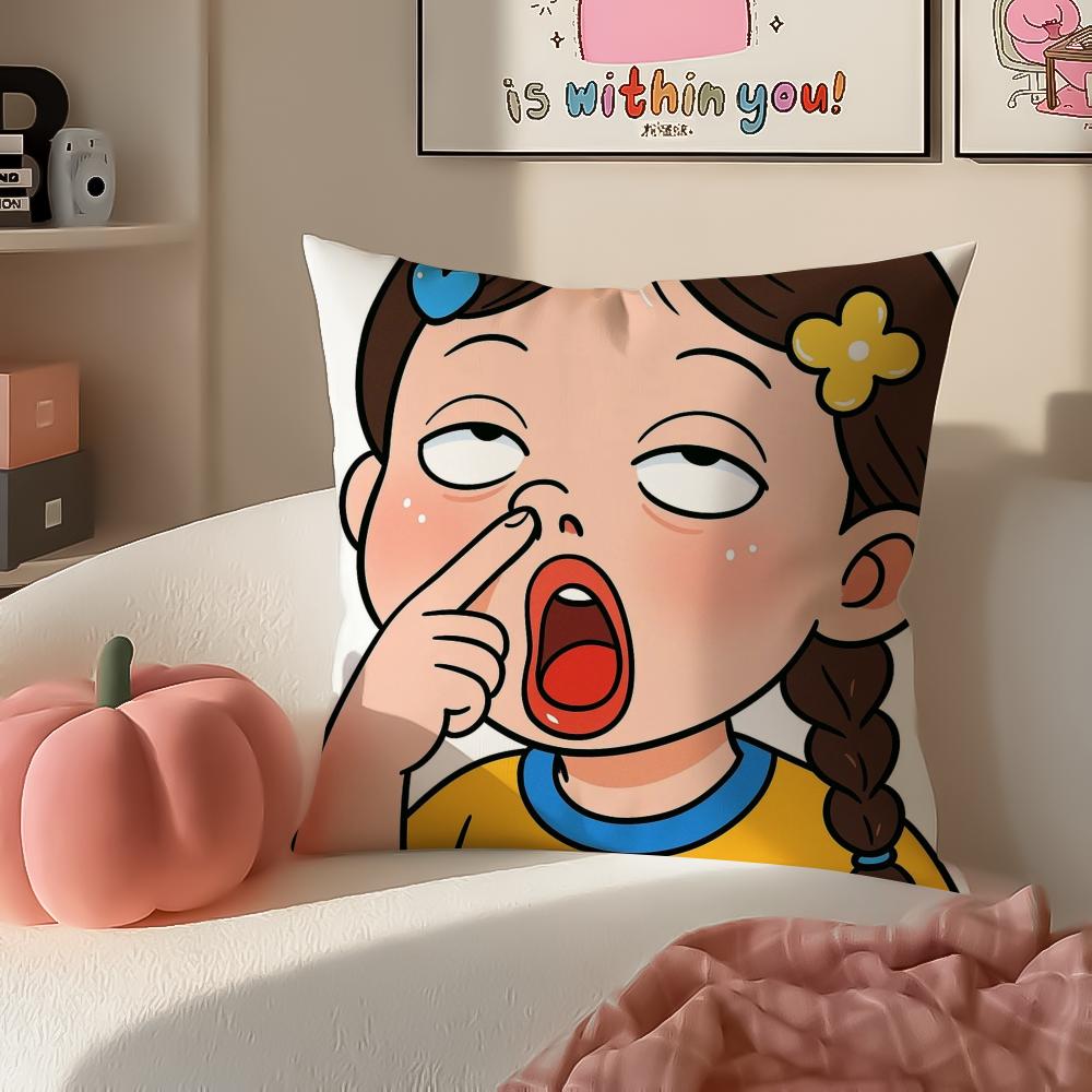 Character sweet Lovely girl Cushion Cover Pillowcase Short Plush Invisible zipper Room Sofa Cushion Cover