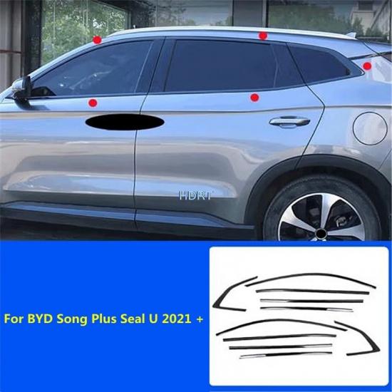 For BYD Song Plus Seal U + Car Style Side Window Trim Strip Glass Molding Protector Decoration Accessories Exterior Sticker