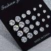 12 Pair/Lot White Shiny Wedding Stud Earrings Set for Women Men Cubic Zircon Jewelry Accessories Minimalist Earring Jewelry Gift