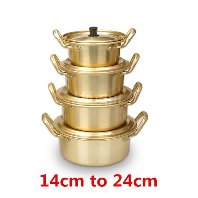 Korean Style Ramen Noodles Gold Pot Aluminum Soup Hot Pot Oxidized Coating Noodles Mike Egg Soup Cooking Golden Kitchen Cookware