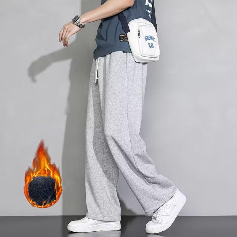 

Мужские японские ретро универсальные прямые теплые спортивные штаны осень-зима утолщенные на флисовой подкладке повседневные брюки для подростков 5XL