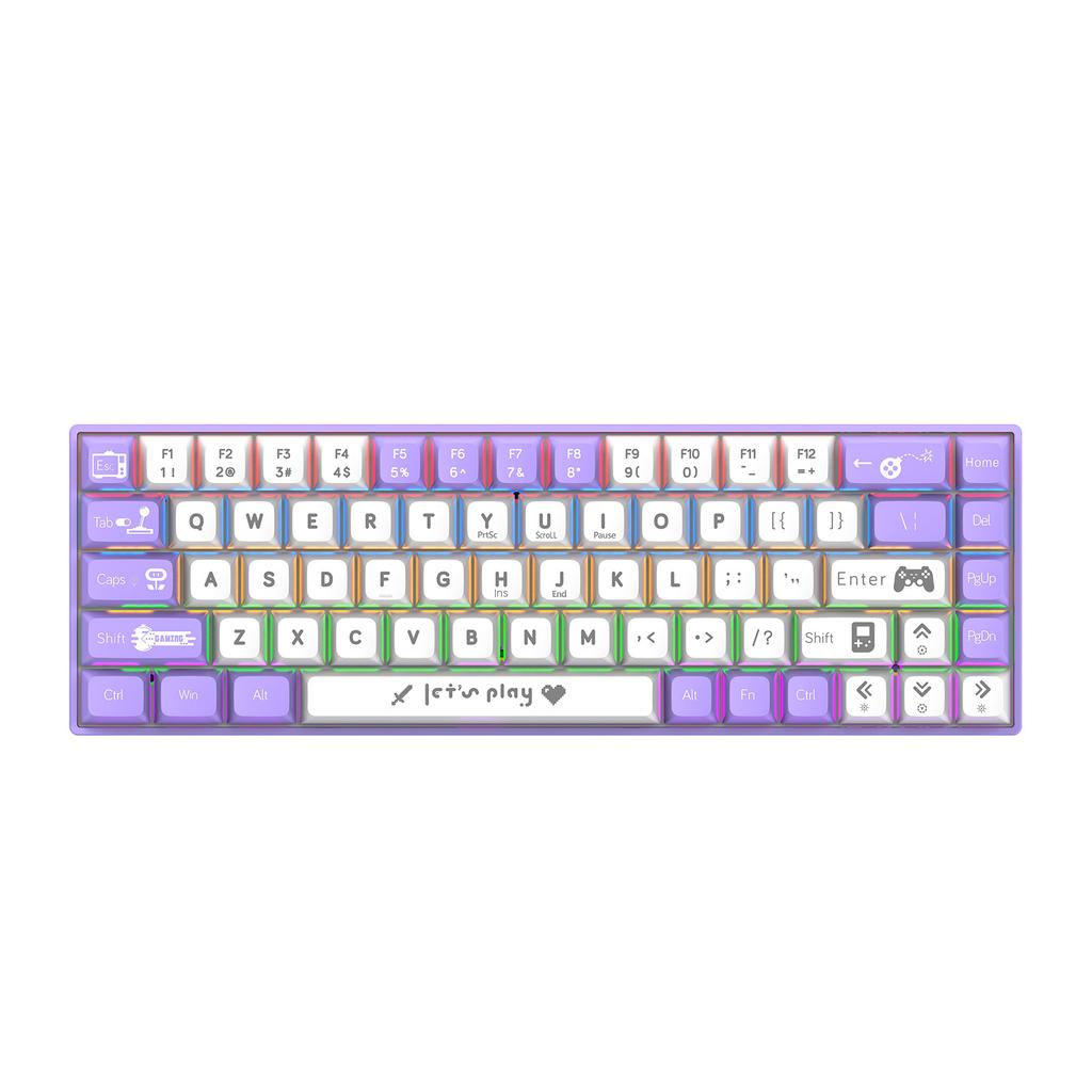 68 Keys Mechanical Keyboard with LED Backlit Blue Wired Portable Gaming Keyboard
