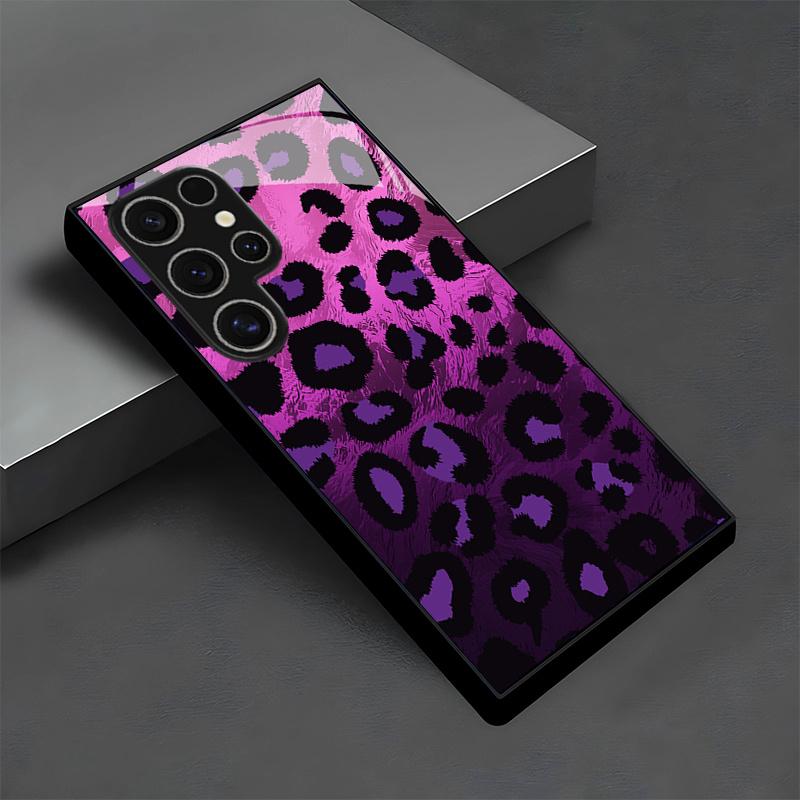 Minimalistisches braunes Leopardenmuster Glas Handyhülle für Samsung Galaxy S26/S25 /S24 S23/S23 Ultra/S22,A16/A32/A32 5G/A36 A55/A52