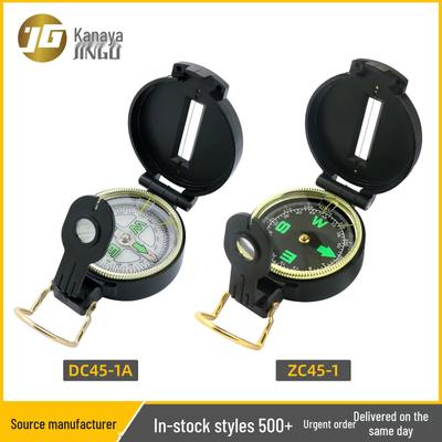 Bússola Multifuncional de Exterior Preta com Tampa Flip-Top - Luminosa e À Prova d'Água