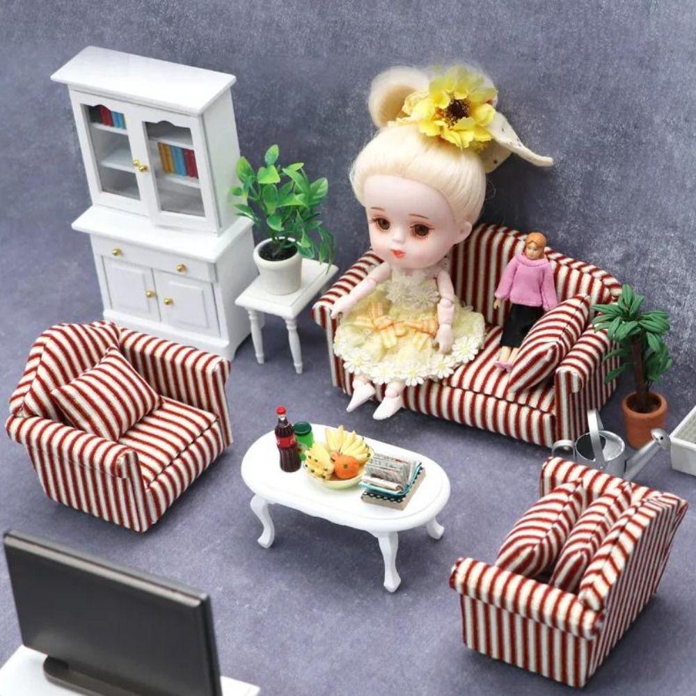 Cute 1:12 Dolls Sofa Pillows Set 8*6.5*7.5cm Miniature Doll House Accessories  Children Toys Gift