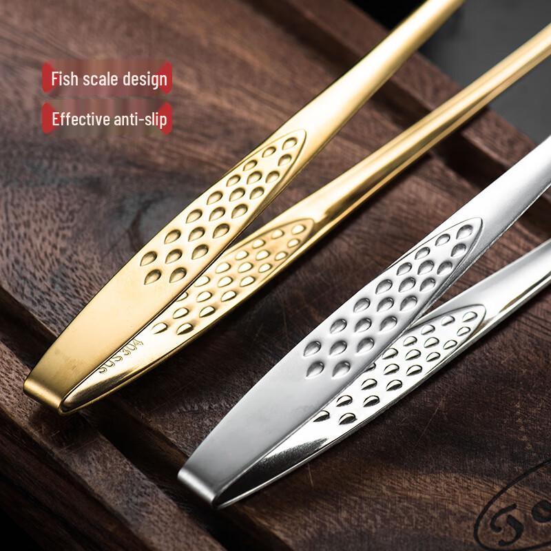 Gold Extended Korean Style 304 Stainless Steel BBQ Tongs