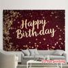 2D flat banner, 1 piece Party banner 2D printed "Elegant Wine Red Gold Shimmer Birthday Banner - yzb"