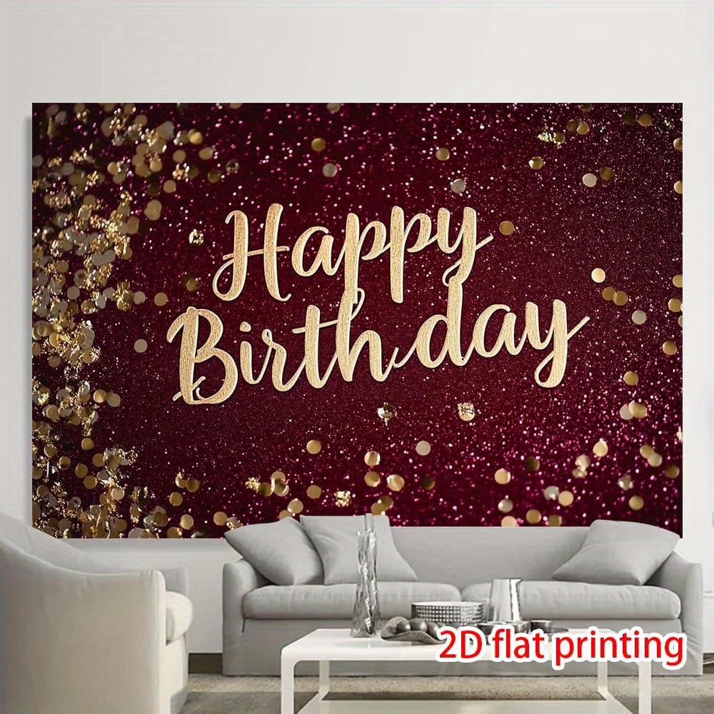 2D flat banner, 1 piece Party banner 2D printed "Elegant Wine Red Gold Shimmer Birthday Banner - yzb"