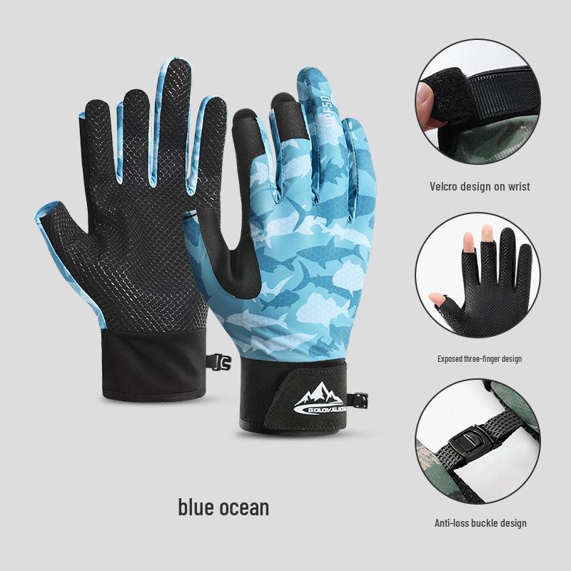 Guantes de Pesca Antideslizantes de Otoño/Invierno - Cálidos, Resistentes al Desgaste, con Forro Polar, Sin Dedos, Táctiles DB68.