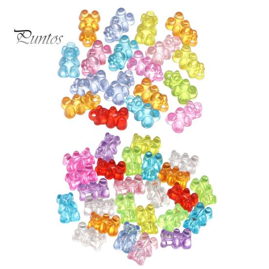 100 Pcs Colorful Bear Beads Clear Acrylic Colored Bear Beads Mini Bear Charms for Bracelet Necklace DIY Crafts Jewelry Making Supplies