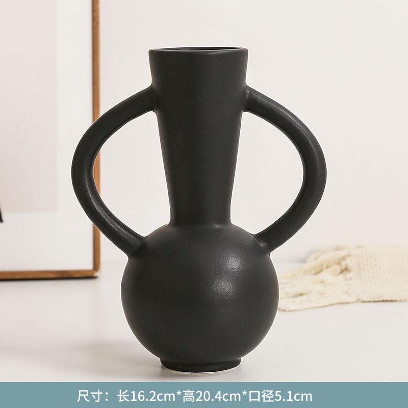 Simple Art Cutout Ceramic black Vase Living Room Dining Table Decoration Creative Amphora Special-shaped Vase Flower Home Decor