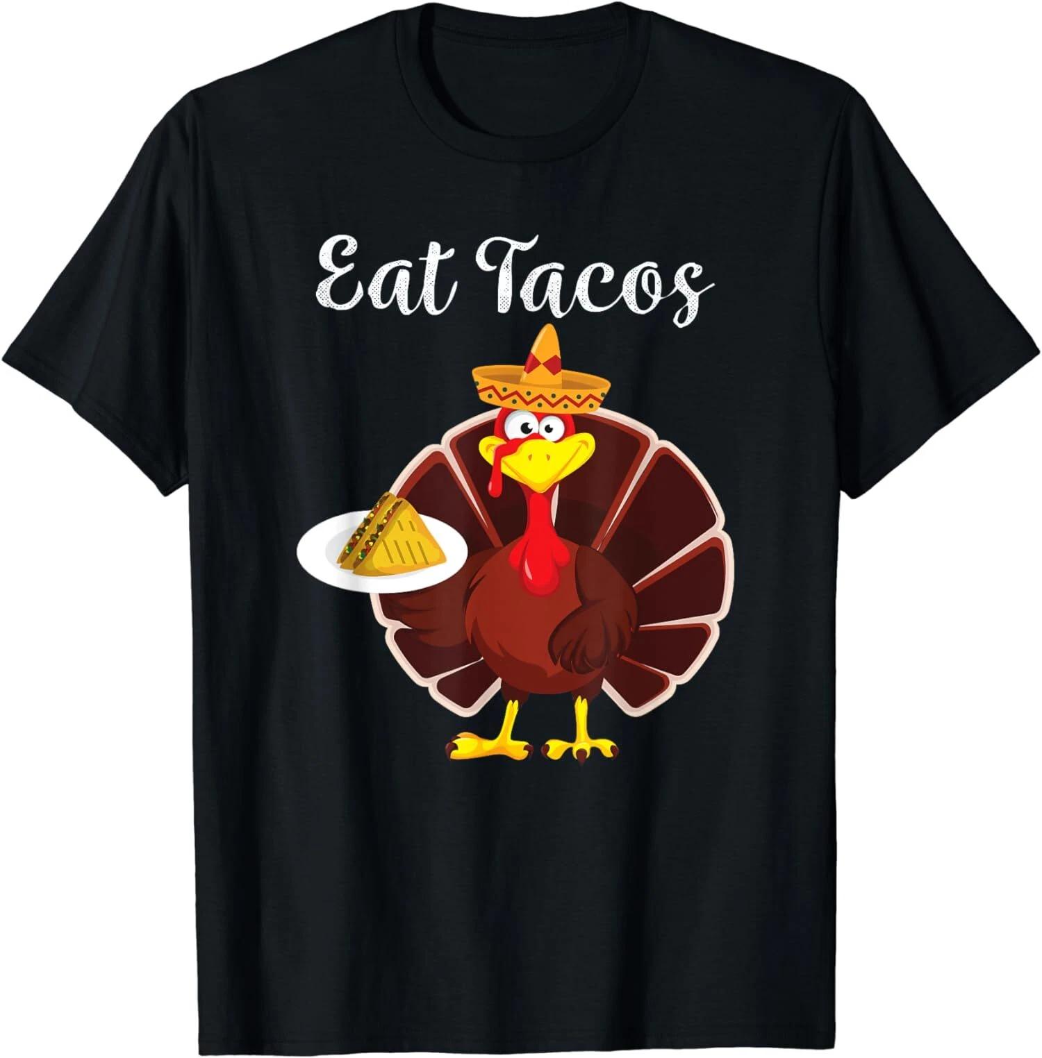 Funny Mexican Turkey Eats Tacos Thanksgiving Christmas T-Shirt M