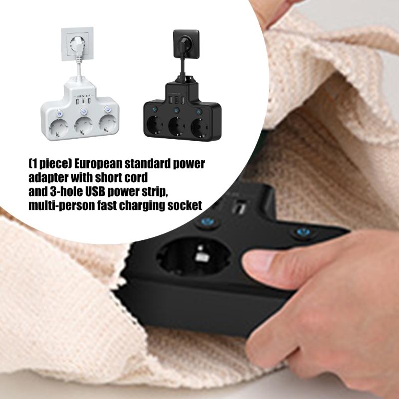 Compactly European Power Strips Electrical Outlet With 3Outlets And USB /Type C Port For Fast Charging At Homes Office