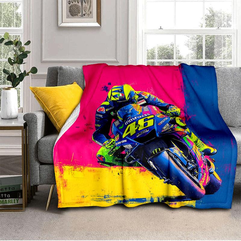 Rider Speeding Through Neon Light Blanket Suitable for Sofas, Beds, Offices, And Camping - Perfect Gift for Halloween Christmas