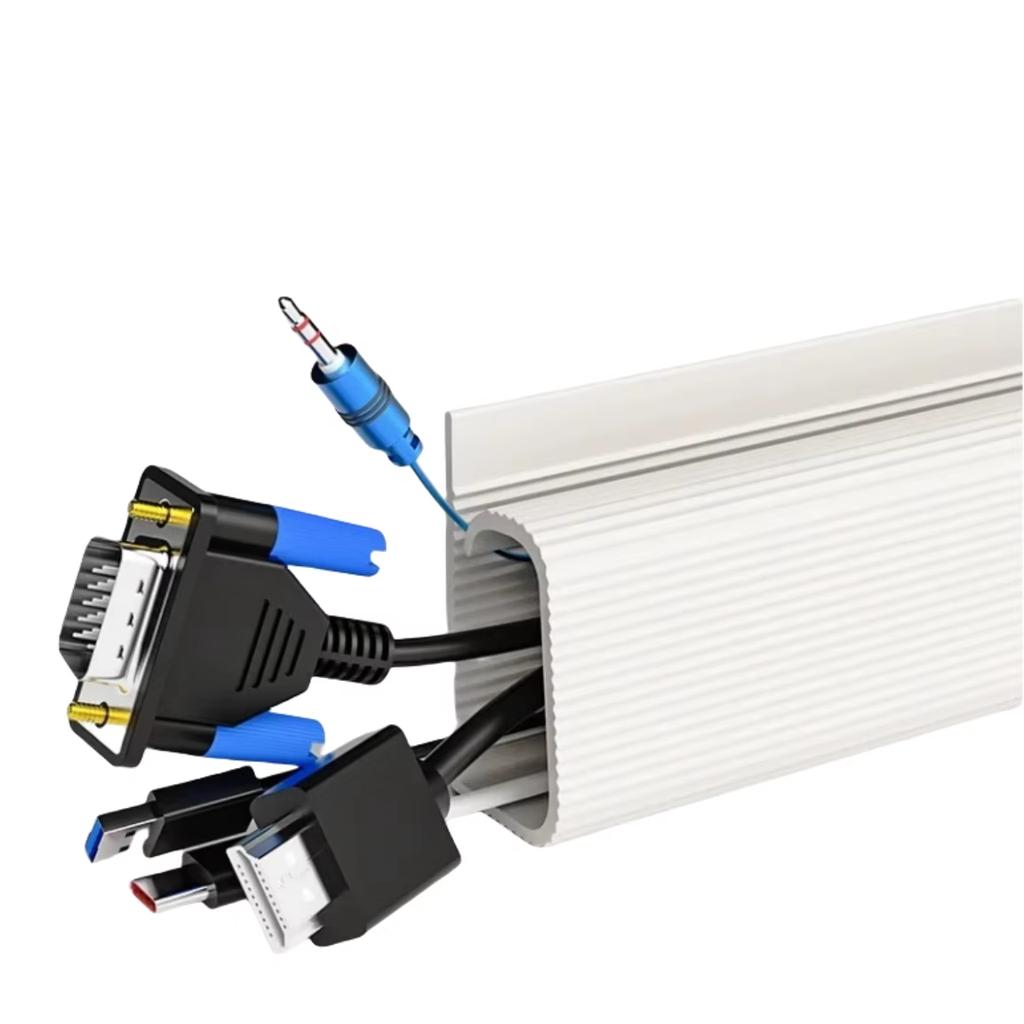 1PC 40cm/15.75inch Self adhesive Under Desk Cable Management Tray PVC Power wire hider Strip Cord Holder No Drilling wire Organi