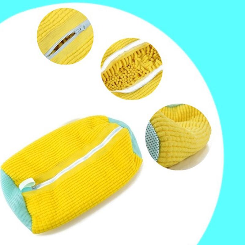 Reusable Durable Machine-Washable Laundry Bag with Zipper Closure(1pc) Fluffy Fiber 360° Surround Cleaning Shoe Washing Bag