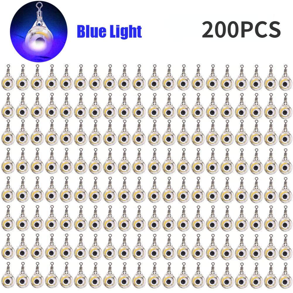 10-200pcs Mini Fishing Lure Light LED Deep Drop Underwater Eye Shape Squid Fish Bait Luminous Lure for Attracting Fish