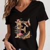 Women Tshirts AZ 26 Alphabet Flower Vintage Design Premium Tshirt Vintage Butterfly Flower 26 English Alphabet Summer Tshirt