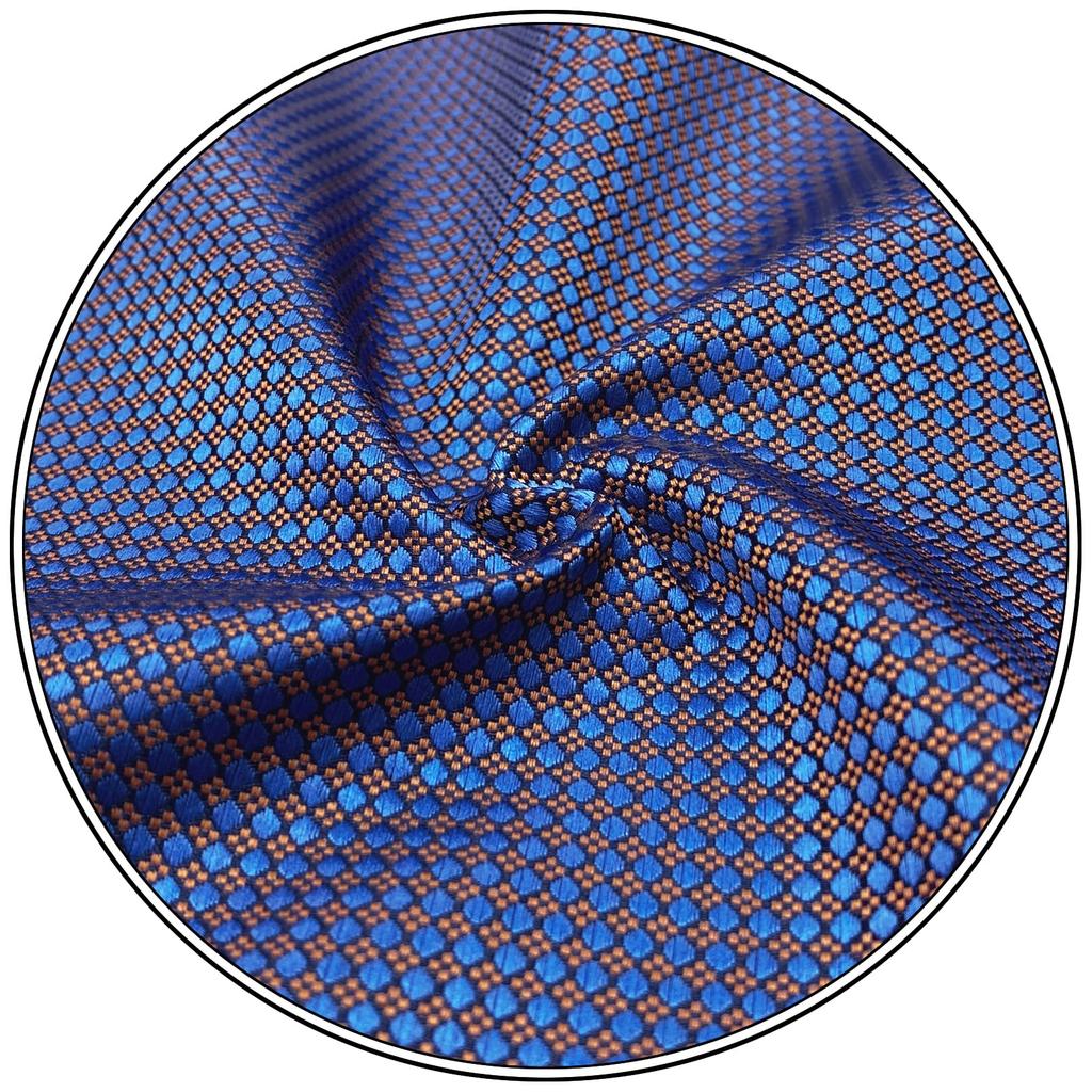 [S&W SHLAX&WING] Niebiesko-pomarańczowy krawat męski, wzór geometryczny, elegancki, do użytku biznesowego, bardzo długi (160 cm)