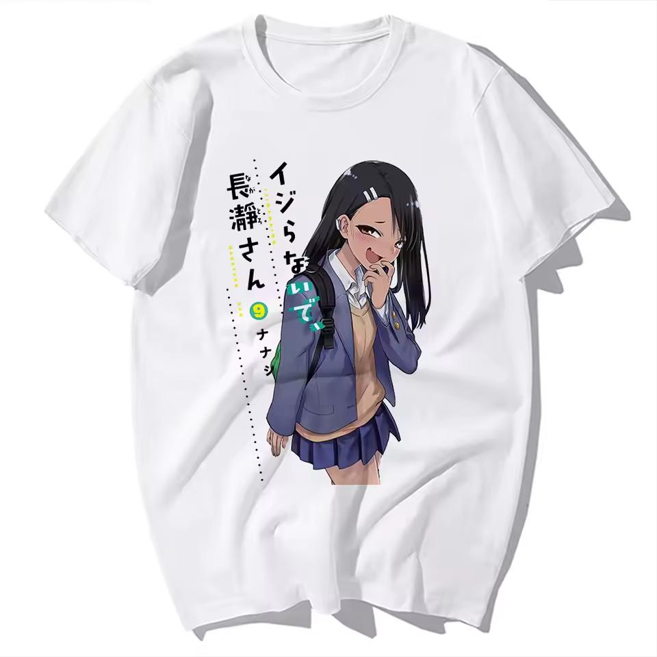 Ijiranaide Nagatoro-san Hayase Anime T-shirt Men Women White Cotton Funny Graphic Print Short Sleeve Kawaii Harajuku Streetwear