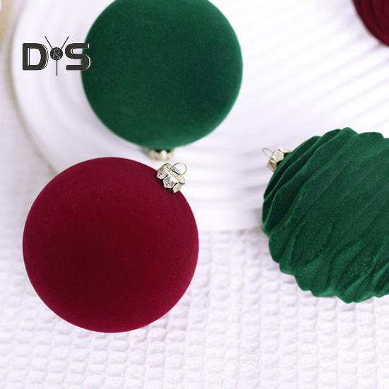 12Pcs Christmas Balls Decorations Shatterproof Velvet Ball Pendant Flocked Christmas Tree Hanging Ball Ornaments for Home Wedding Supplies
