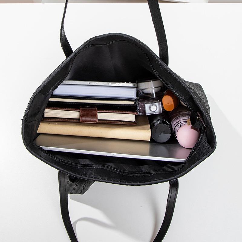 Woven bag women's bag New trendy tote bag Simple large-capacity shoulder portable commuter bag