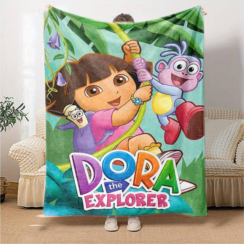 Dora'S Jungle Adventure Flannel Blanket Super Soft Warm Cozy Blanket For Sofa Bed Office Travel Allseason Home Decor Gift