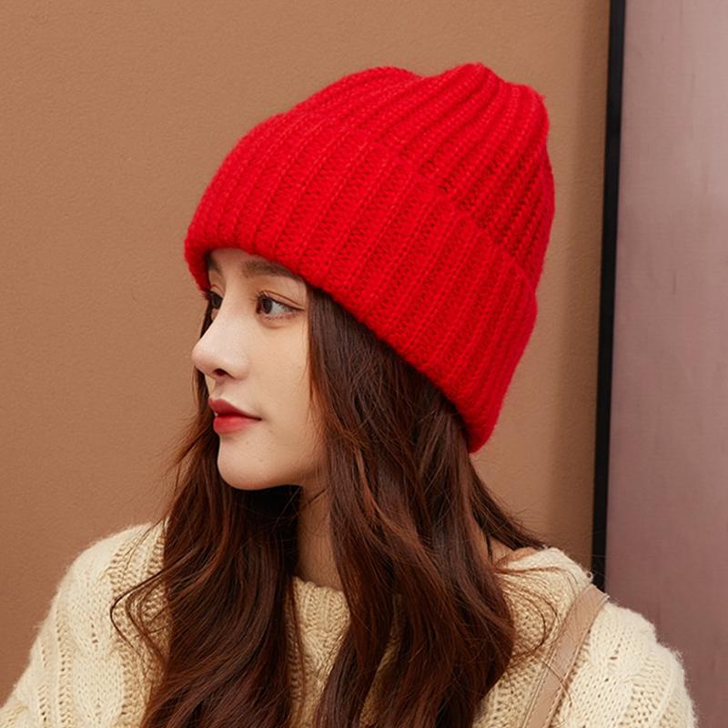 

Women Winter Hat For Women Fashion Warm Beanie Hats Women Solid Adult Cover Head Cap