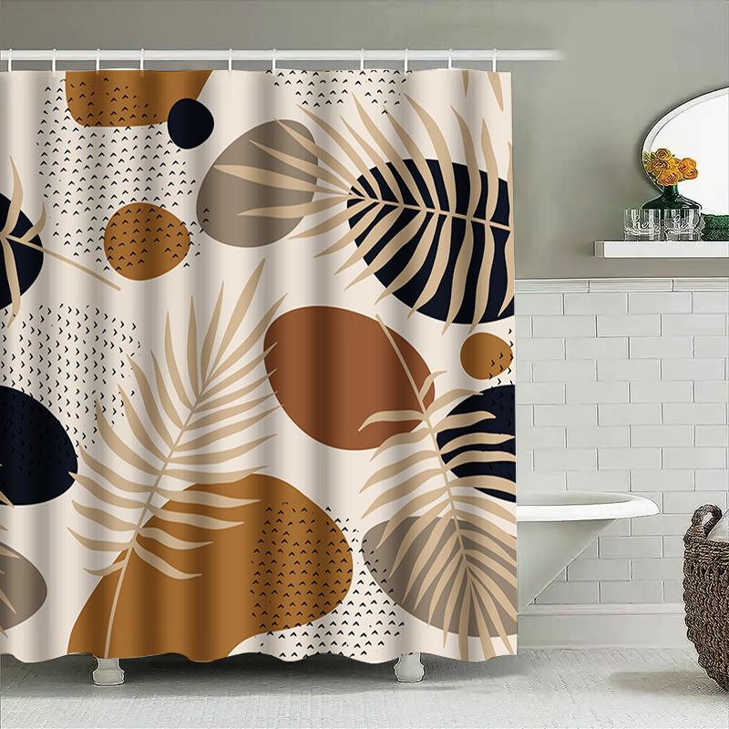 Natural Leaves Pattern Shower Curtain Modern Bath Decor For Home Decoration