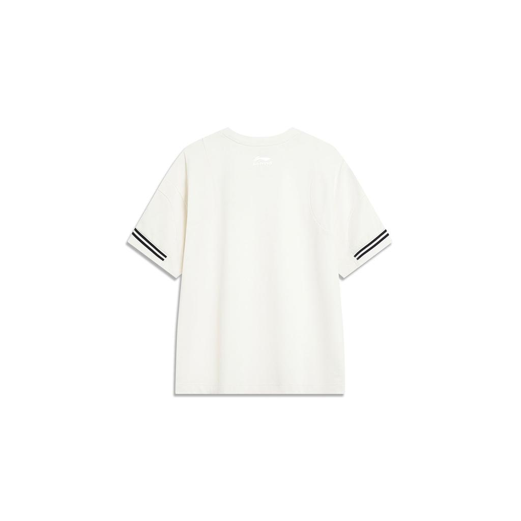 Li Ning X HZW Collaboration CF Su Series Color Block Loose Short Sleeve T-Shirt Women Tops Off-White ATST772-2