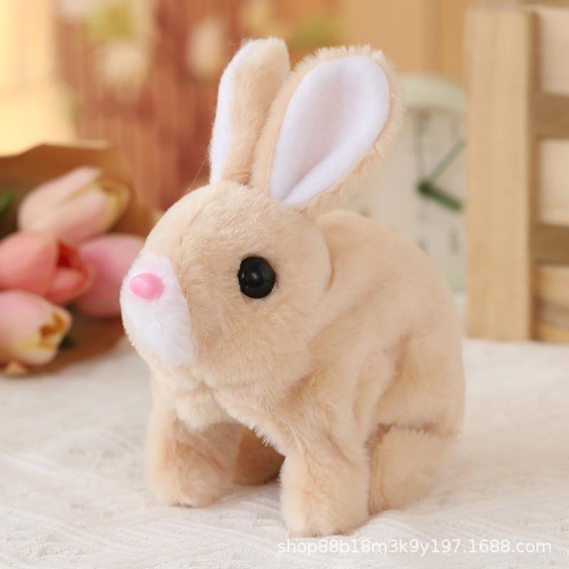 Simulation of electric rabbit can walk, bark and wag its ears, plush toy, pet rabbit, birthday gift girl.