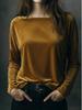 Spring 2026 Elegant Velvet Round Neck Women's Top