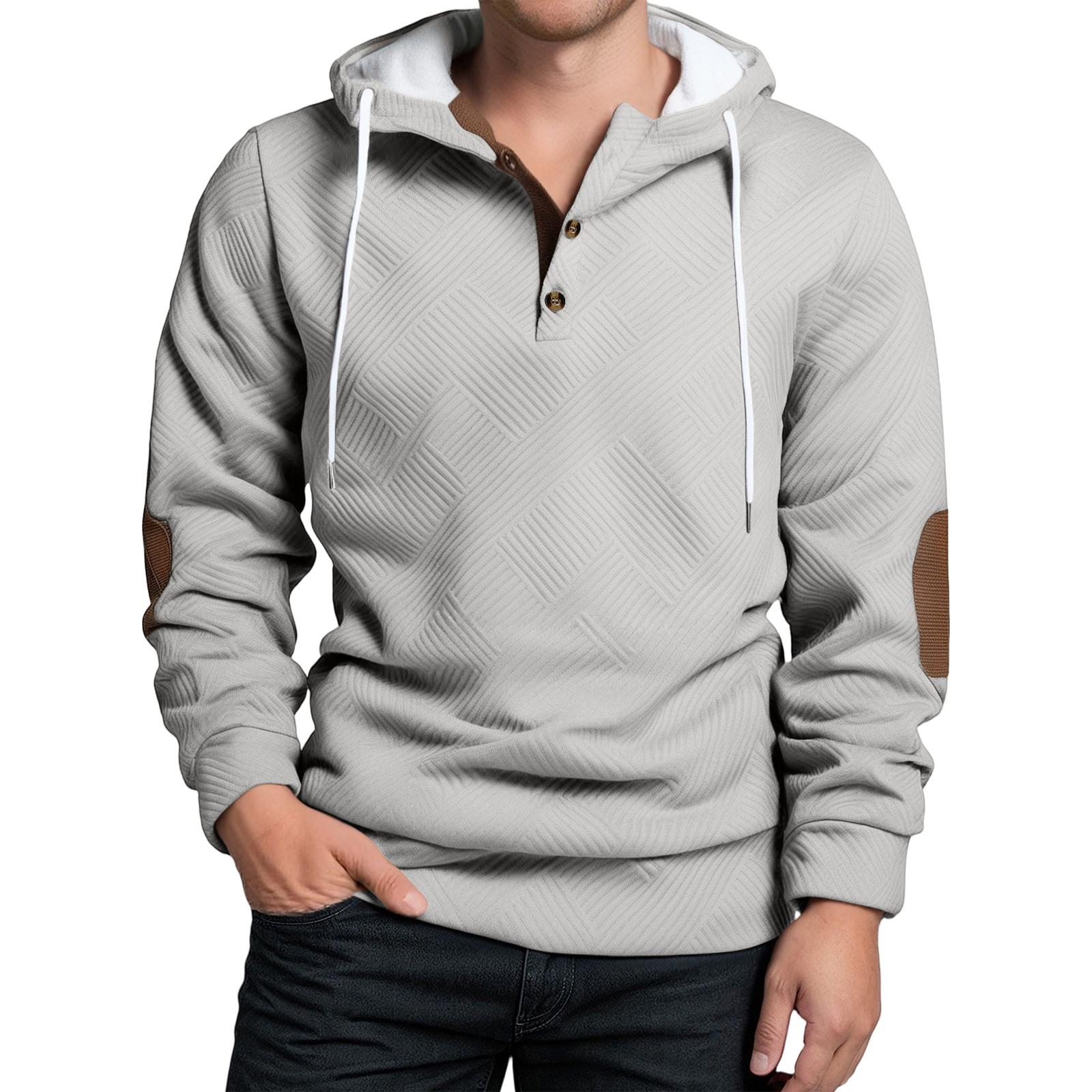 

Мужская повседневная толстовка с высоким воротником, капюшоном, застежкой на пуговицы и длинными рукавами XL белый