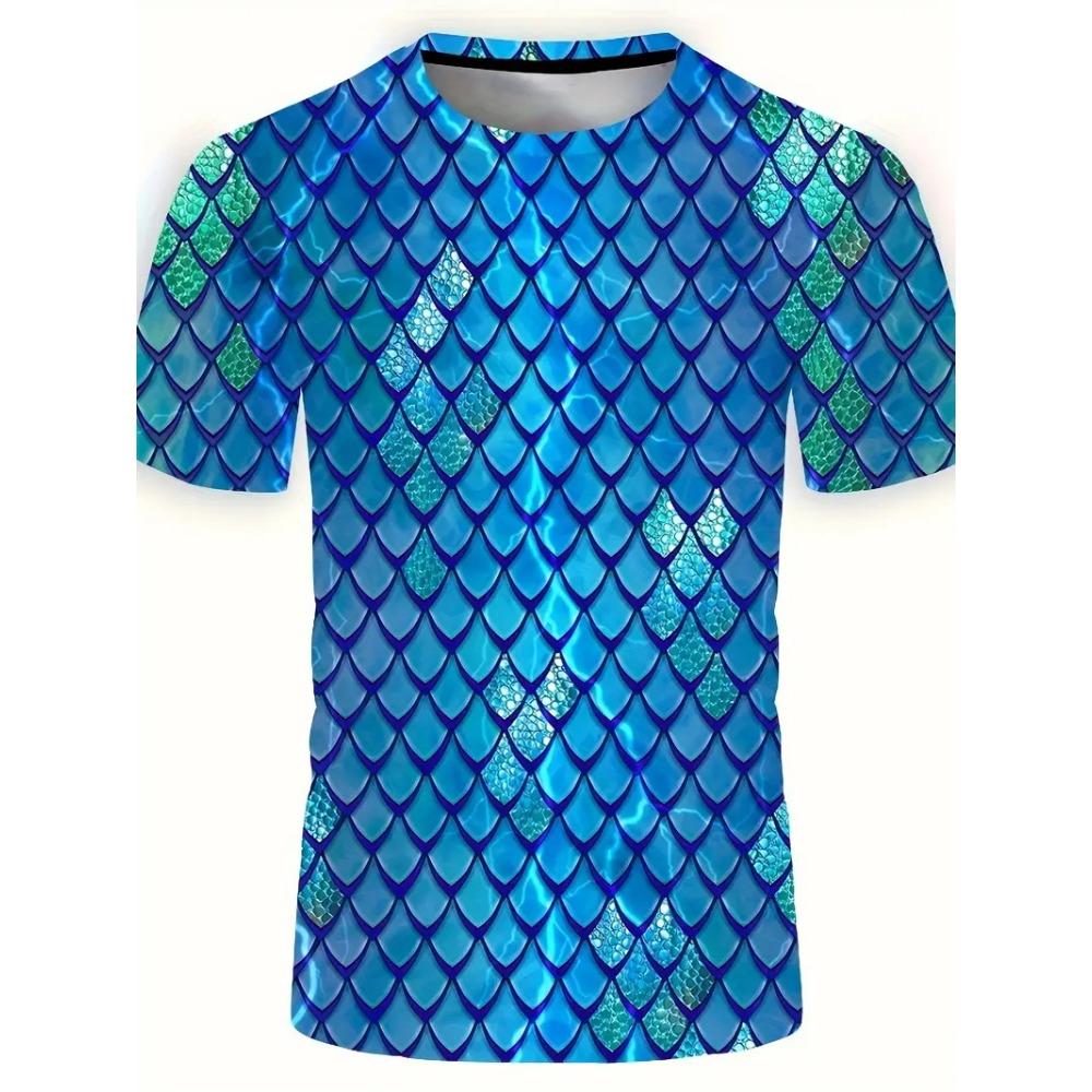 T-shirt da uomo con stampa 3D Grafica Serpente T-shirt da uomo Moda Estiva Casual Quotidiana Streetwear Girocollo Manica Corta T-shirt Scaglie Magliette da uomo