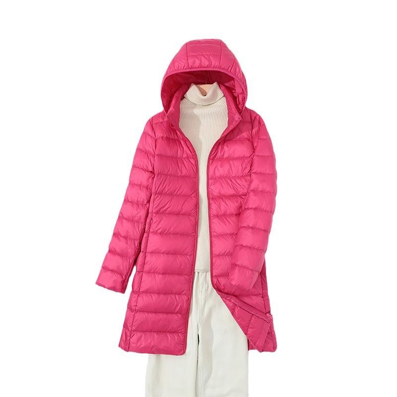 Removable hat down jacket women's medium and long light and loose winter clothing new thin warm large size jacket
