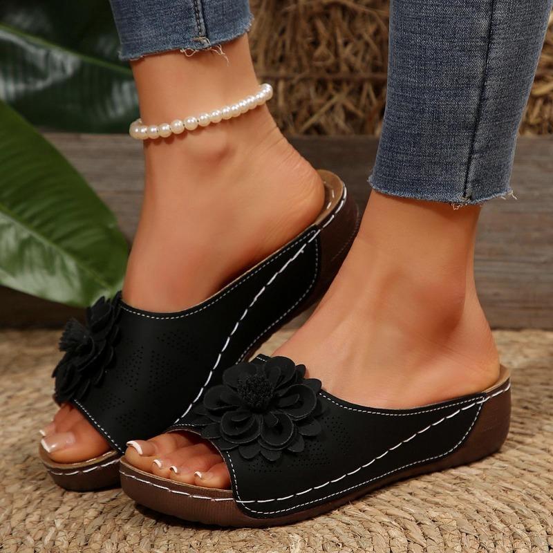 Cross-border New Large-size Women's Shoes Spring and Summer New Amazon Cross-border One Flower Open-toed Slippers European and American Sandals